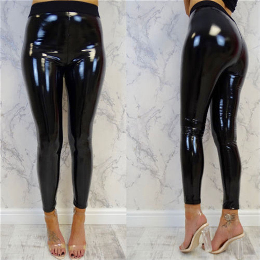 Women Shiny Leggings Wet Look