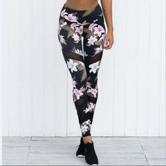 Flower Print Leggings Women High Waist