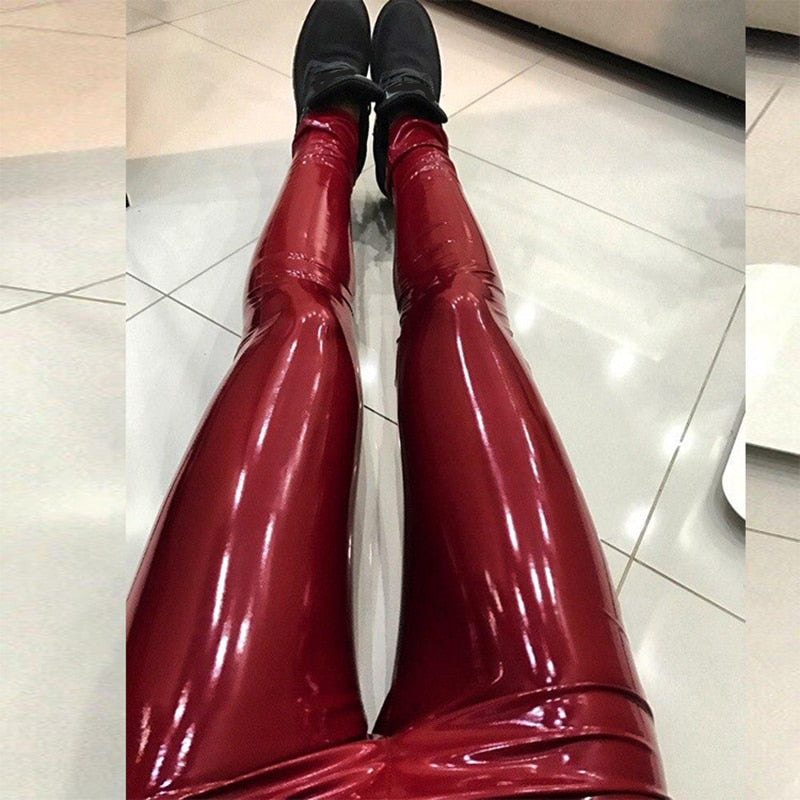 Plus Size wet look Leather Leggings