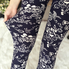 Fashion Floral Printing Elastic Leggings