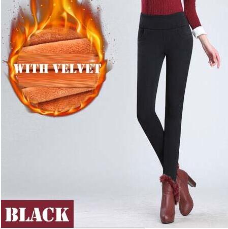 Lady Casual Leggings Winter Warm Velvet