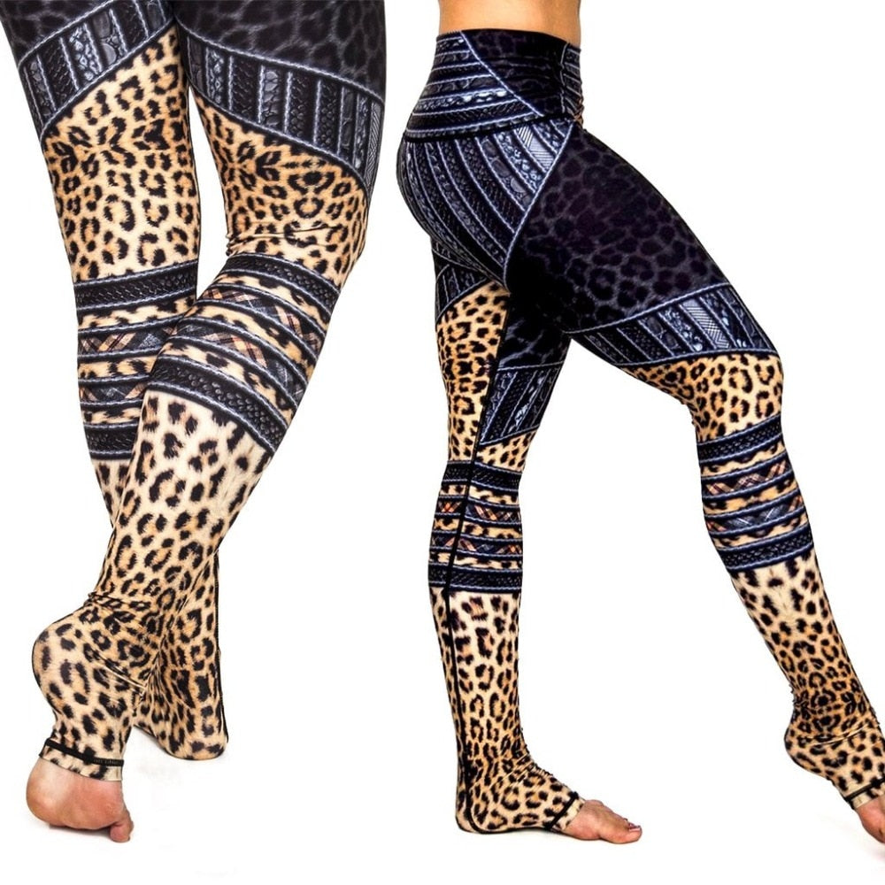 Women Metal Leopard Print Legging