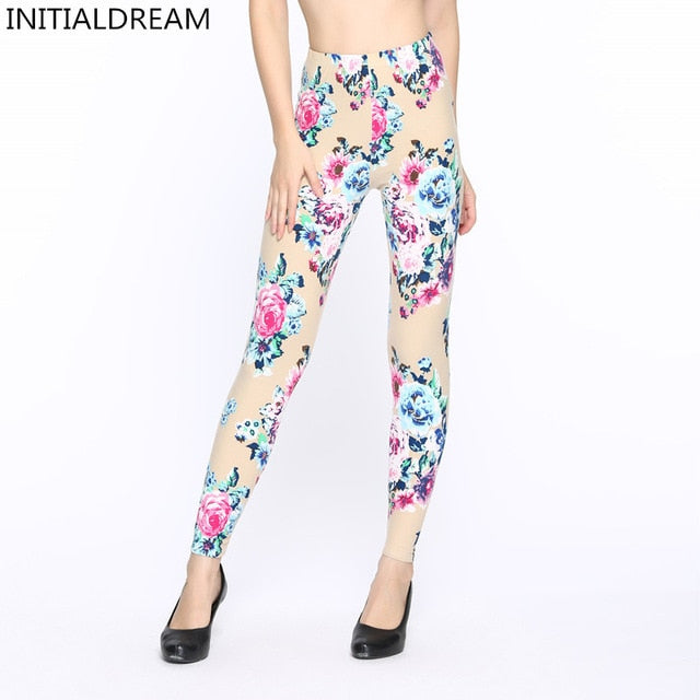 Flowers Printing High Waist Leggings