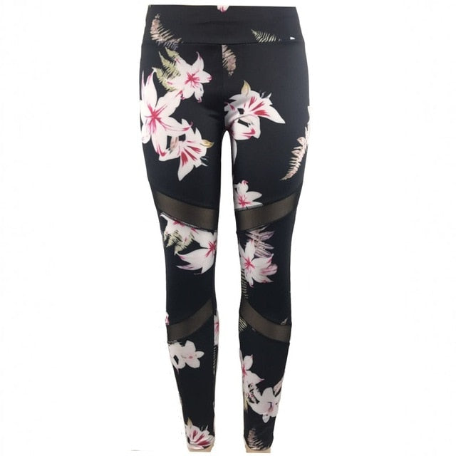 Flower Print Leggings Women High Waist